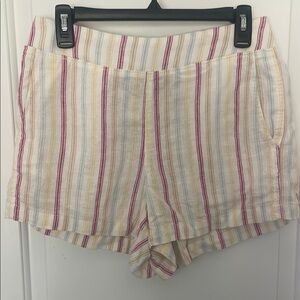 GAP Linen Shorts. Magenta, Blue, Yellow, Khaki. Flat Front, elastic Back.